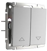 Выключатель жалюзи без фиксации без рамки Werkel 2-кл. серебряный глянцевый картинка